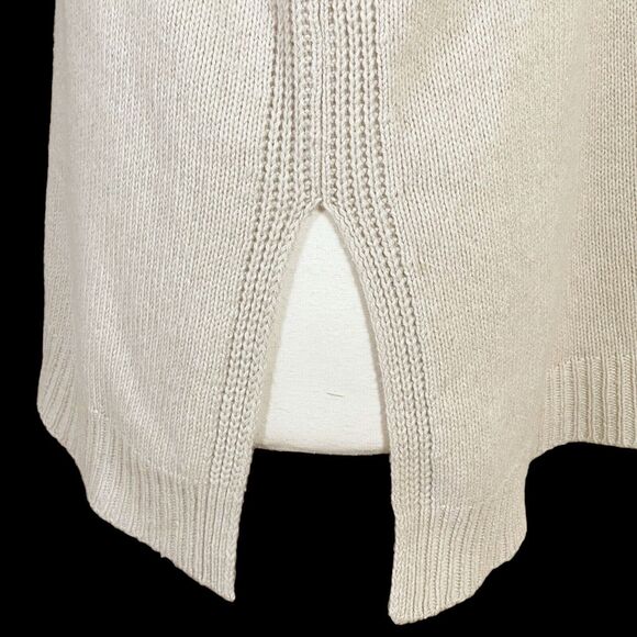 Vince Tunic Poncho Yak Sweater Sz XS Mix Ribbed 46 Bust Oversize Heather Oatmeal - Picture 10 of 13